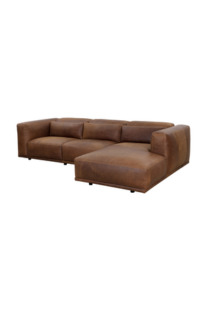   Modern European furniture - Brown Leather Chaise Sofa - www.oroa.com | Oroa.com
