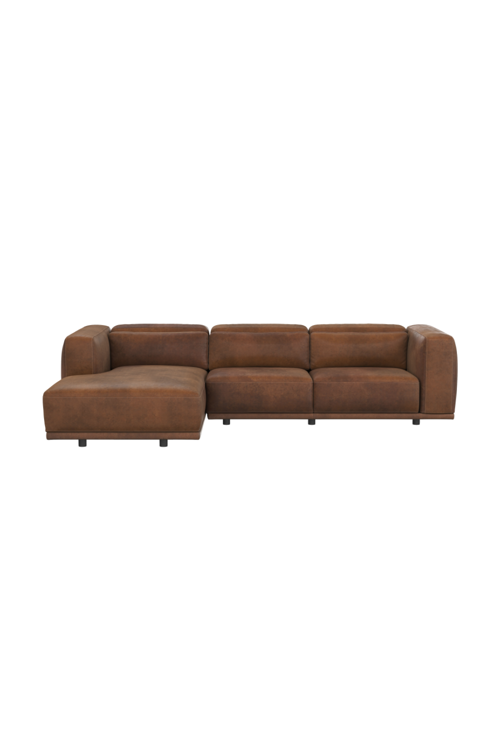  Modern European furniture - Brown Leather Chaise Sofa - www.oroa.com | Oroa.com