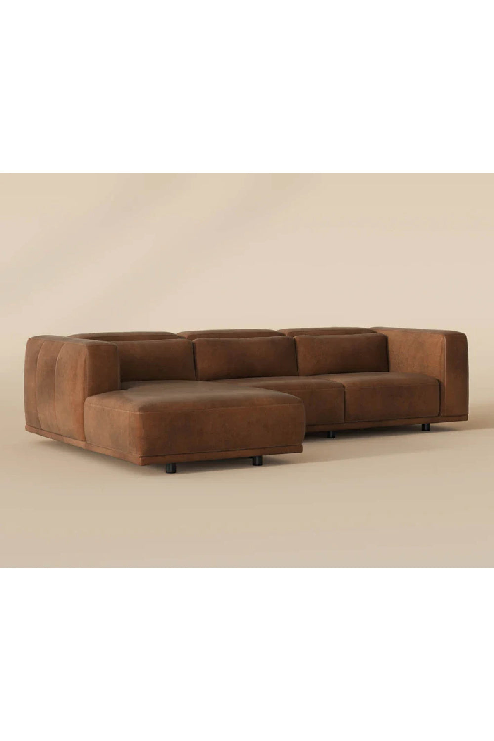   Modern European furniture - Brown Leather Chaise Sofa - www.oroa.com | Oroa.com