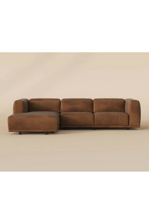   Modern European furniture - Brown Leather Chaise Sofa - www.oroa.com | Oroa.com