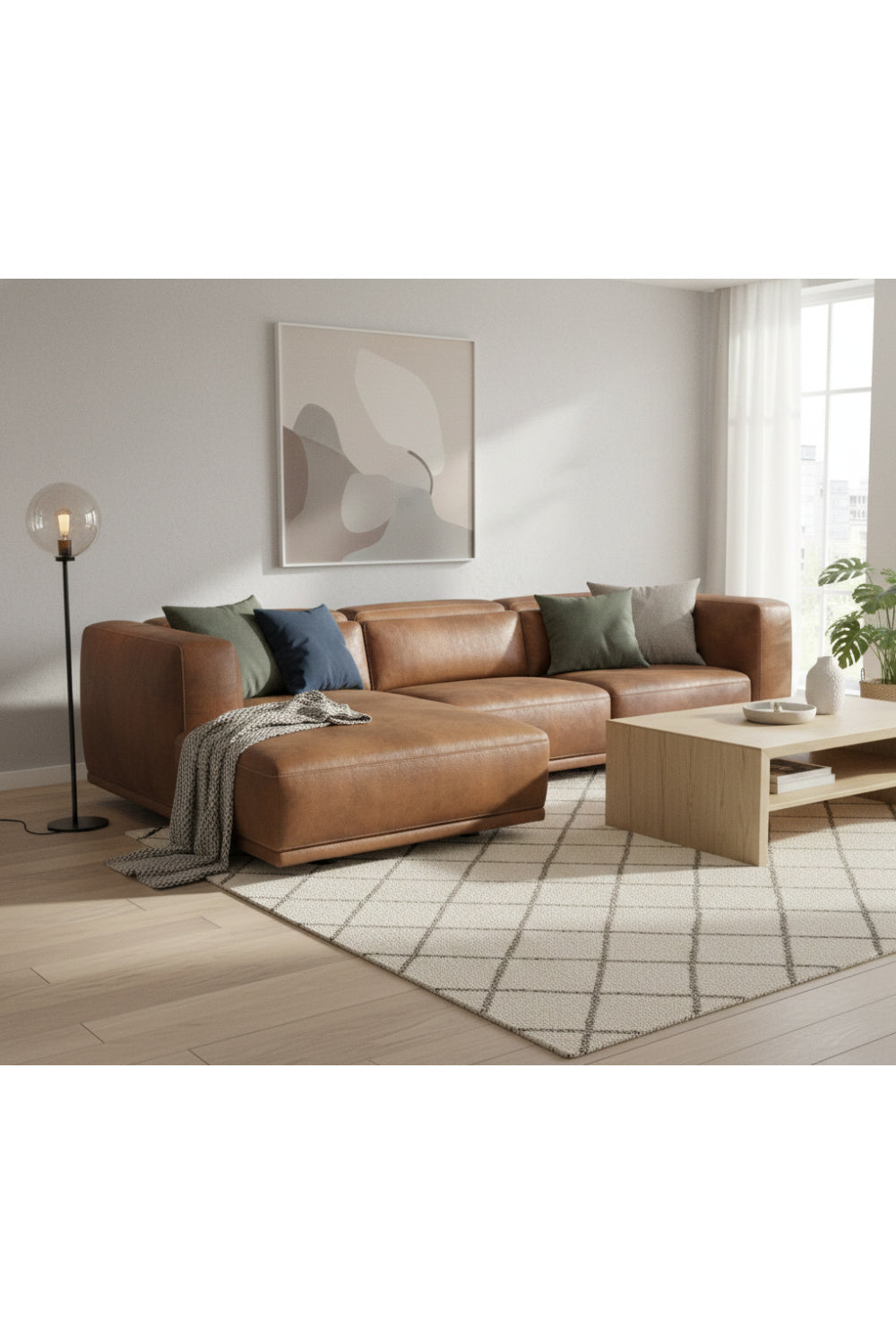   Modern European furniture - Brown Leather Chaise Sofa - www.oroa.com | Oroa.com
