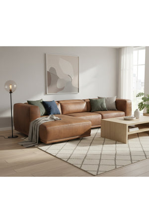   Modern European furniture - Brown Leather Chaise Sofa - www.oroa.com | Oroa.com