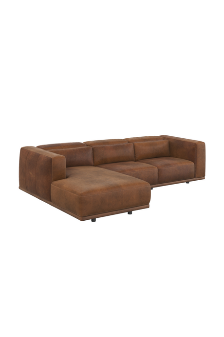   Modern European furniture - Brown Leather Chaise Sofa - www.oroa.com | Oroa.com