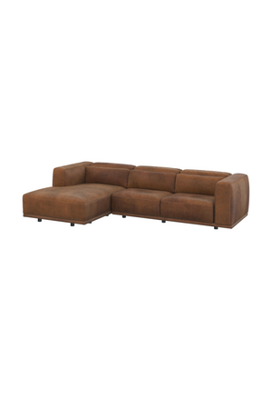   Modern European furniture - Brown Leather Chaise Sofa - www.oroa.com | Oroa.com