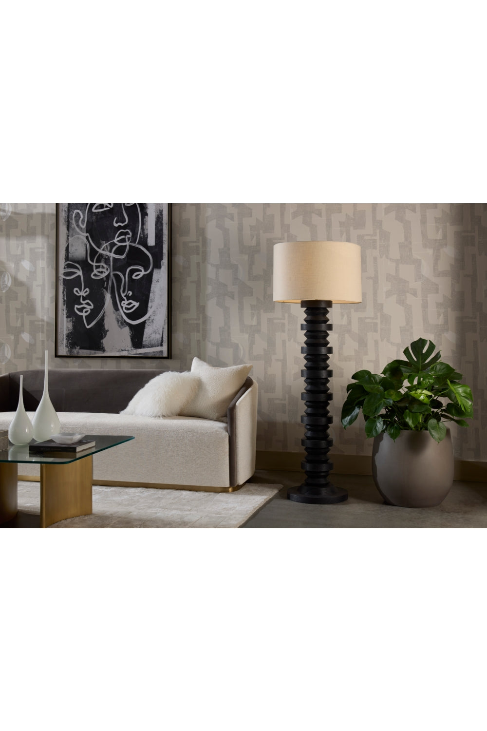   Modern European furniture - Black Wooden Base Floor Lamp - www.oroa.com | Oroa.com