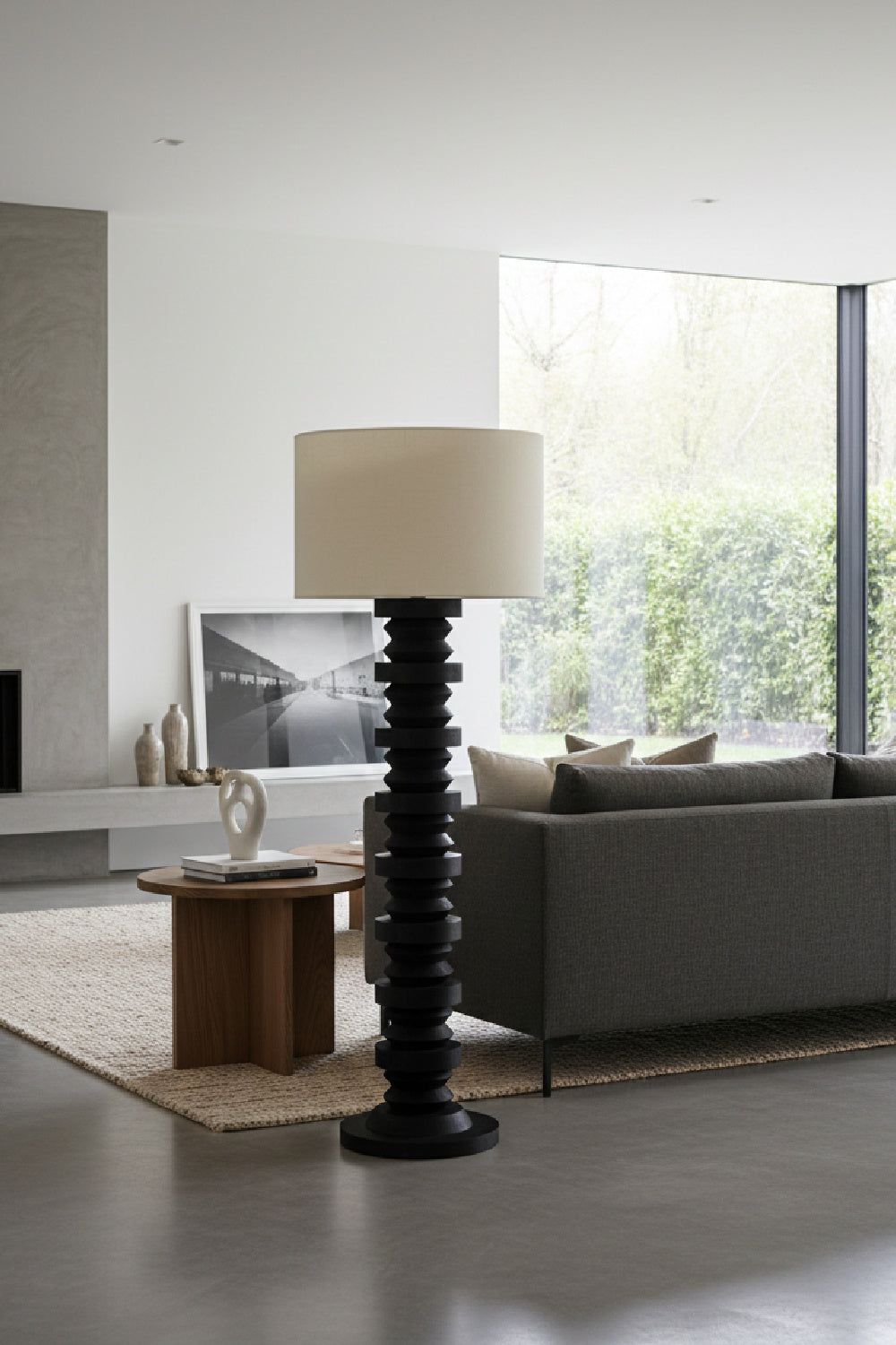   Modern European furniture - Black Wooden Base Floor Lamp - www.oroa.com | Oroa.com