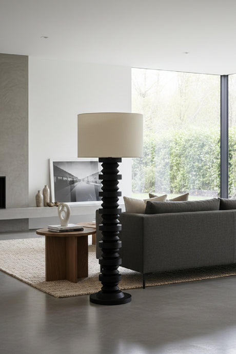   Modern European furniture - Black Wooden Base Floor Lamp - www.oroa.com | Oroa.com