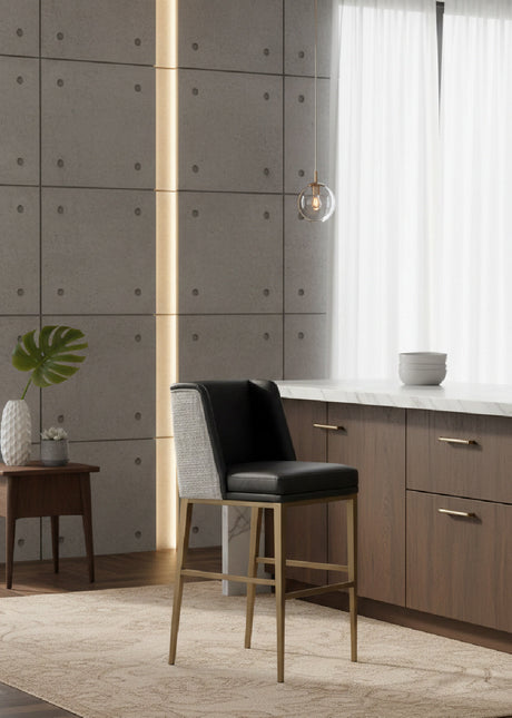   Modern European furniture - Black Bonded Leather Bar Stool - www.oroa.com | Oroa.com