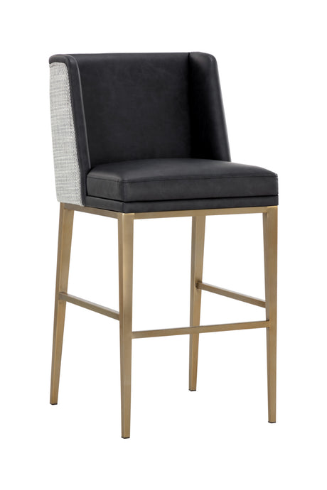   Modern European furniture - Black Bonded Leather Bar Stool - www.oroa.com | Oroa.com