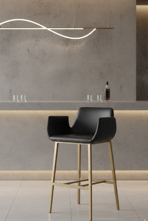   Modern European furniture - Leather-Look Channeled Arm Bar Stool - www.oroa.com | Oroa.com