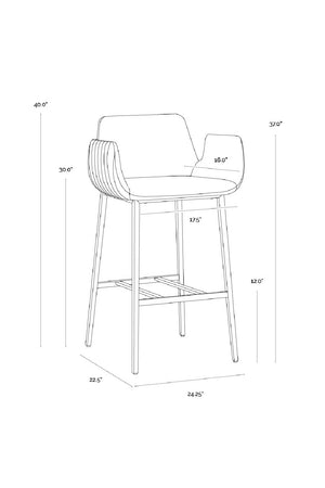   Modern European furniture - Leather-Look Channeled Arm Bar Stool - www.oroa.com | Oroa.com