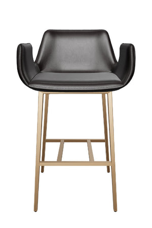   Modern European furniture - Leather-Look Channeled Arm Bar Stool - www.oroa.com | Oroa.com