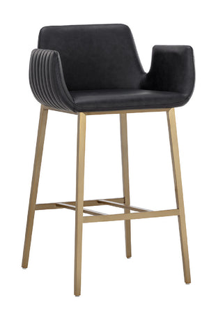   Modern European furniture - Leather-Look Channeled Arm Bar Stool - www.oroa.com | Oroa.com