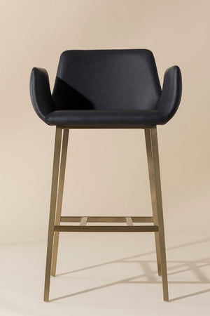   Modern European furniture - Leather-Look Channeled Arm Bar Stool - www.oroa.com | Oroa.com