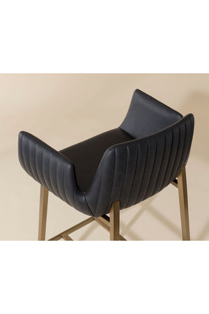   Modern European furniture - Leather-Look Channeled Arm Bar Stool - www.oroa.com | Oroa.com