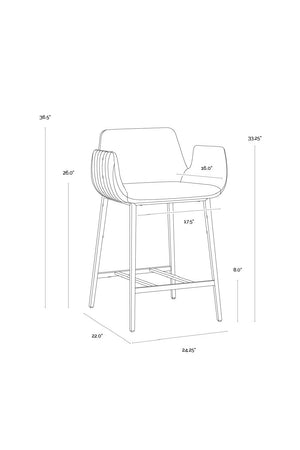   Modern European furniture - Leather-Look Channeled Arm Counter Stool - www.oroa.com | Oroa.com