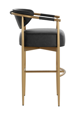   Modern European furniture - Gold Framed Leather-Look Bar Stool - www.oroa.com | Oroa.com