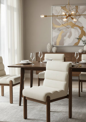   Modern European furniture - Channeled White Fabric Dining Chair - www.oroa.com | Oroa.com