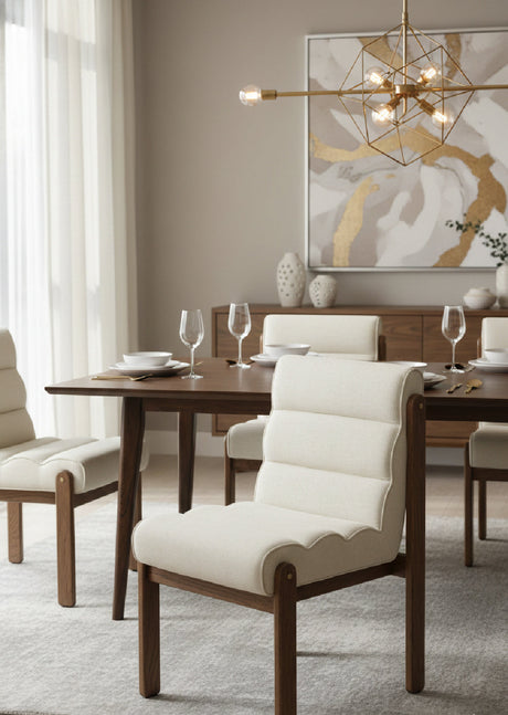   Modern European furniture - Channeled White Fabric Dining Chair - www.oroa.com | Oroa.com