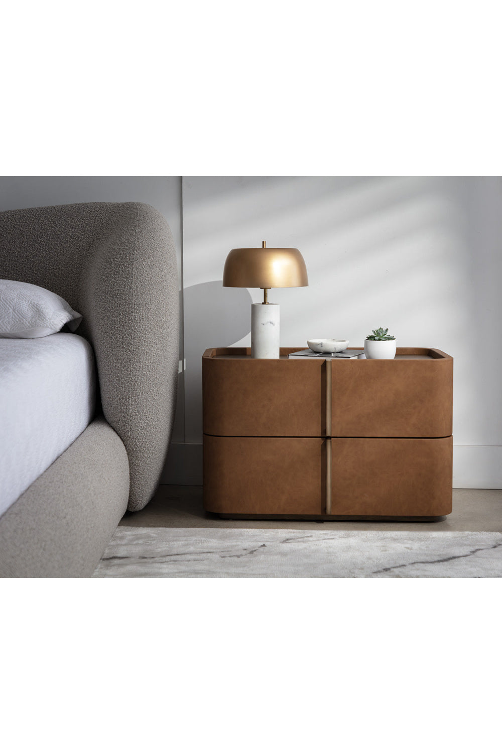   Modern European furniture - Leather-Look 2-Drawer Nightstand - www.oroa.com | Oroa.com