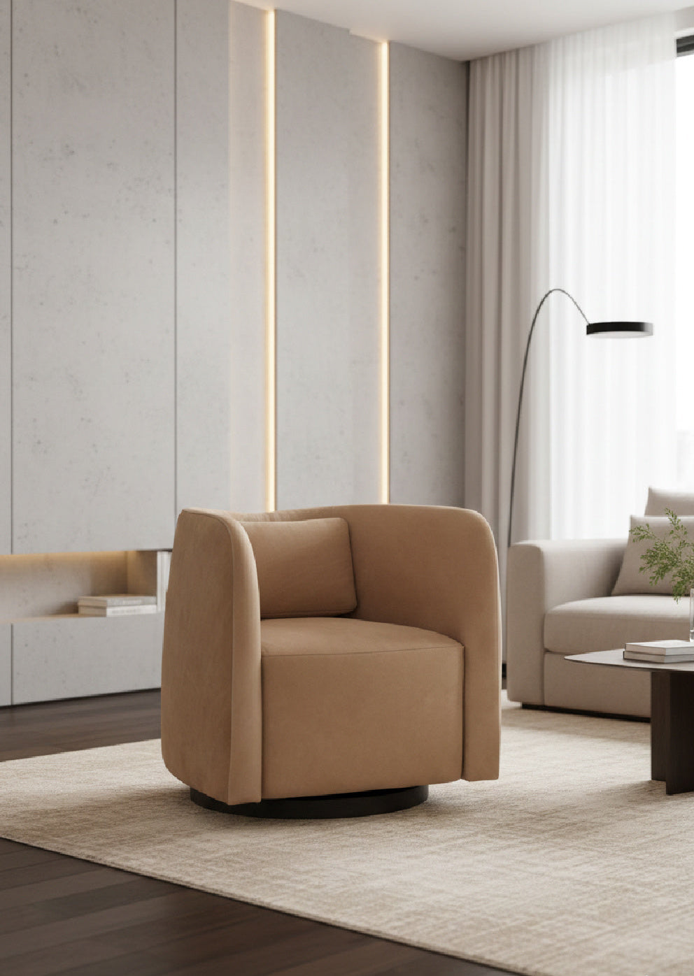   Modern European furniture - Nubuck Leather Swivel Lounge Chair - www.oroa.com | Oroa.com