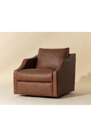   Modern European furniture - Leather Sloped-Arm Swivel Lounge Chair - www.oroa.com | Oroa.com