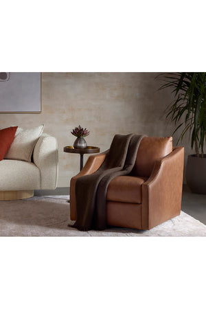   Modern European furniture - Leather Sloped-Arm Swivel Lounge Chair - www.oroa.com | Oroa.com