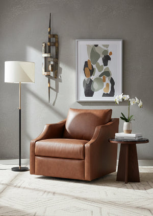   Modern European furniture - Leather Sloped-Arm Swivel Lounge Chair - www.oroa.com | Oroa.com
