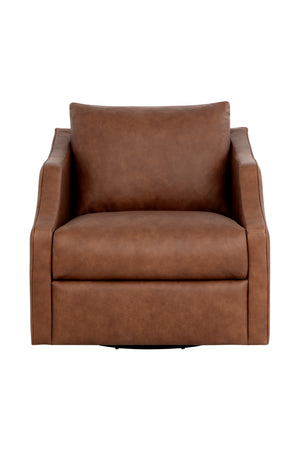   Modern European furniture - Leather Sloped-Arm Swivel Lounge Chair - www.oroa.com | Oroa.com