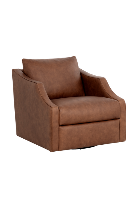   Modern European furniture - Leather Sloped-Arm Swivel Lounge Chair - www.oroa.com | Oroa.com