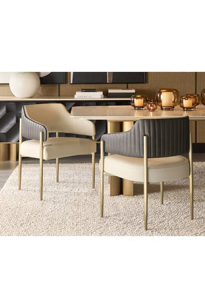   Modern European furniture - Cream Leather Dining Armchair - www.oroa.com | Oroa.com