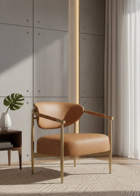   Modern European furniture - Gold-Framed Leather Lounge Chair - www.oroa.com | Oroa.com