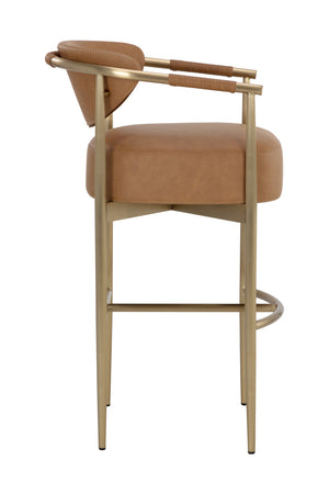   Modern European furniture - Gold Framed Leather-Look Bar Stool - www.oroa.com | Oroa.com