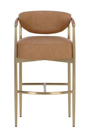   Modern European furniture - Gold Framed Leather-Look Bar Stool - www.oroa.com | Oroa.com