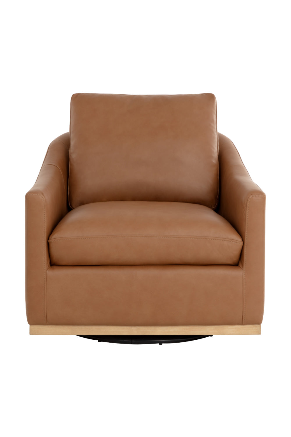   Modern European furniture - Brown Leather Swivel Lounge Chair - Ash Wood Base - www.oroa.com | Oroa.com