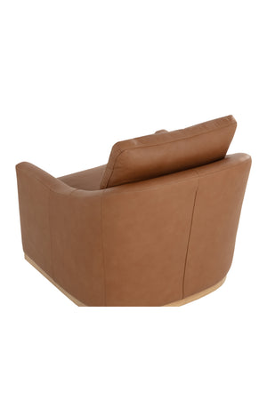   Modern European furniture - Brown Leather Swivel Lounge Chair - Ash Wood Base - www.oroa.com | Oroa.com
