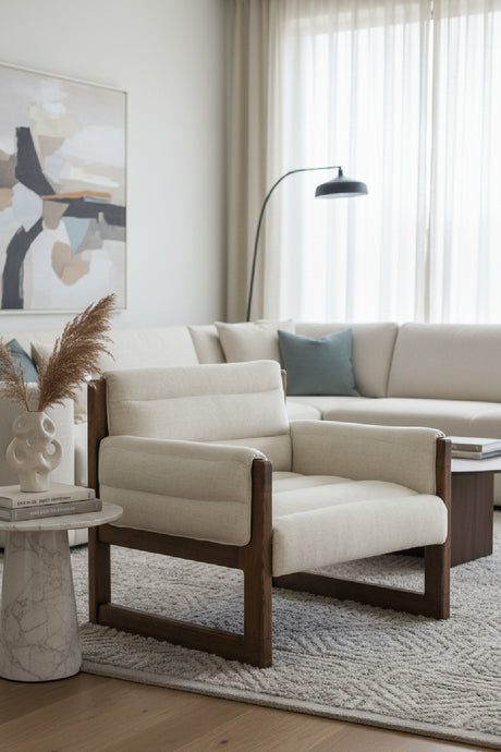   Modern European furniture - Tufted White Linen Lounge Chair - www.oroa.com | Oroa.com