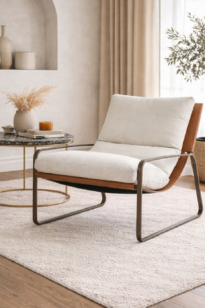   Modern European furniture - White Linen Scooped Lounge Chair - www.oroa.com | Oroa.com