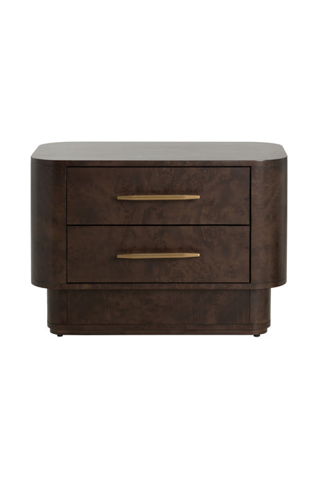   Modern European furniture - Brown Burl Veneer 2-Drawer Nightstand - www.oroa.com | Oroa.com