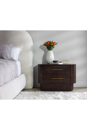   Modern European furniture - Brown Burl Veneer 2-Drawer Nightstand - www.oroa.com | Oroa.com