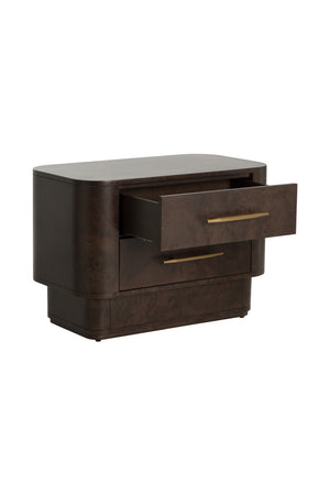   Modern European furniture - Brown Burl Veneer 2-Drawer Nightstand - www.oroa.com | Oroa.com