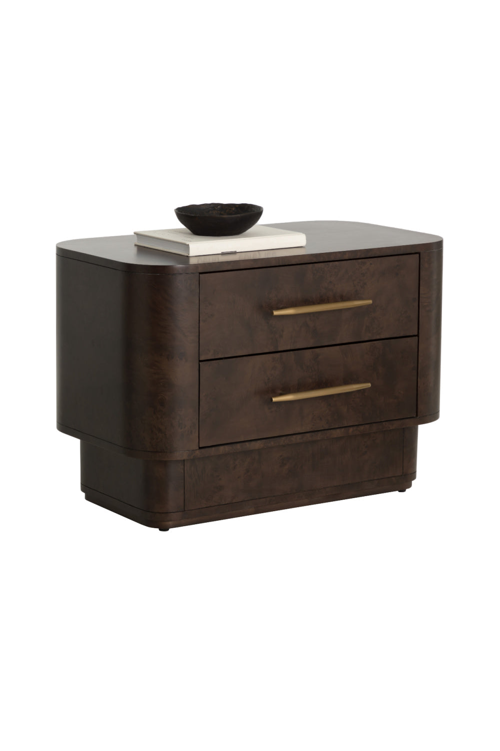   Modern European furniture - Brown Burl Veneer 2-Drawer Nightstand - www.oroa.com | Oroa.com