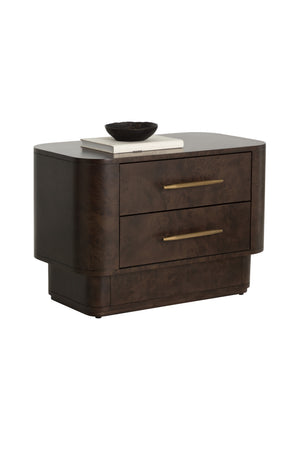   Modern European furniture - Brown Burl Veneer 2-Drawer Nightstand - www.oroa.com | Oroa.com