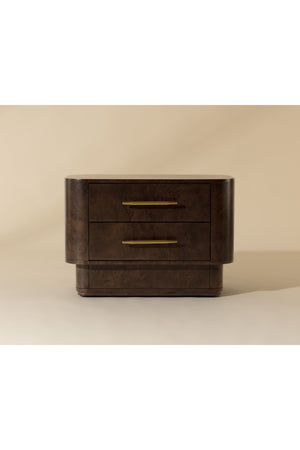   Modern European furniture - Brown Burl Veneer 2-Drawer Nightstand - www.oroa.com | Oroa.com