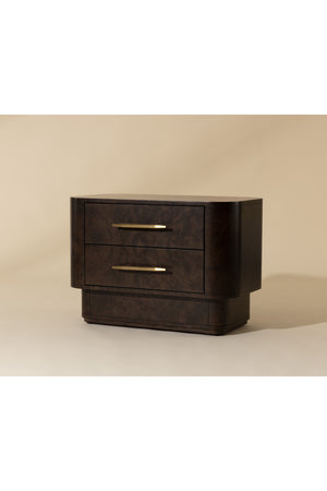   Modern European furniture - Brown Burl Veneer 2-Drawer Nightstand - www.oroa.com | Oroa.com