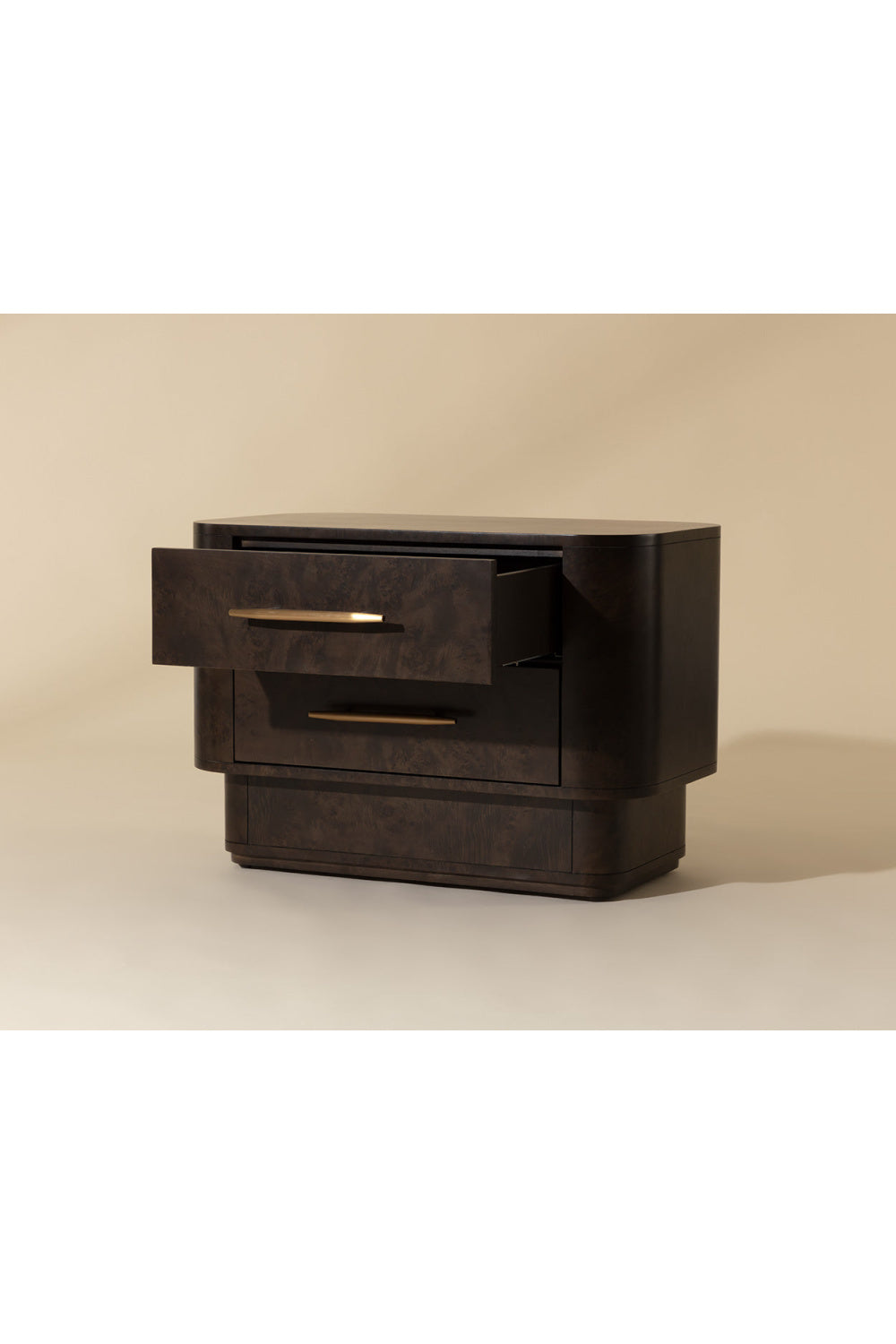   Modern European furniture - Brown Burl Veneer 2-Drawer Nightstand - www.oroa.com | Oroa.com