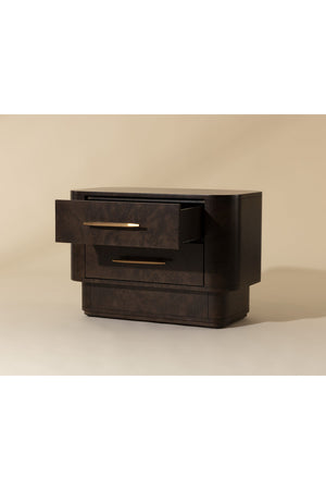   Modern European furniture - Brown Burl Veneer 2-Drawer Nightstand - www.oroa.com | Oroa.com