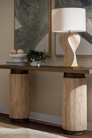   Modern European furniture - Wavy Travertine Base Table Lamp - www.oroa.com | Oroa.com