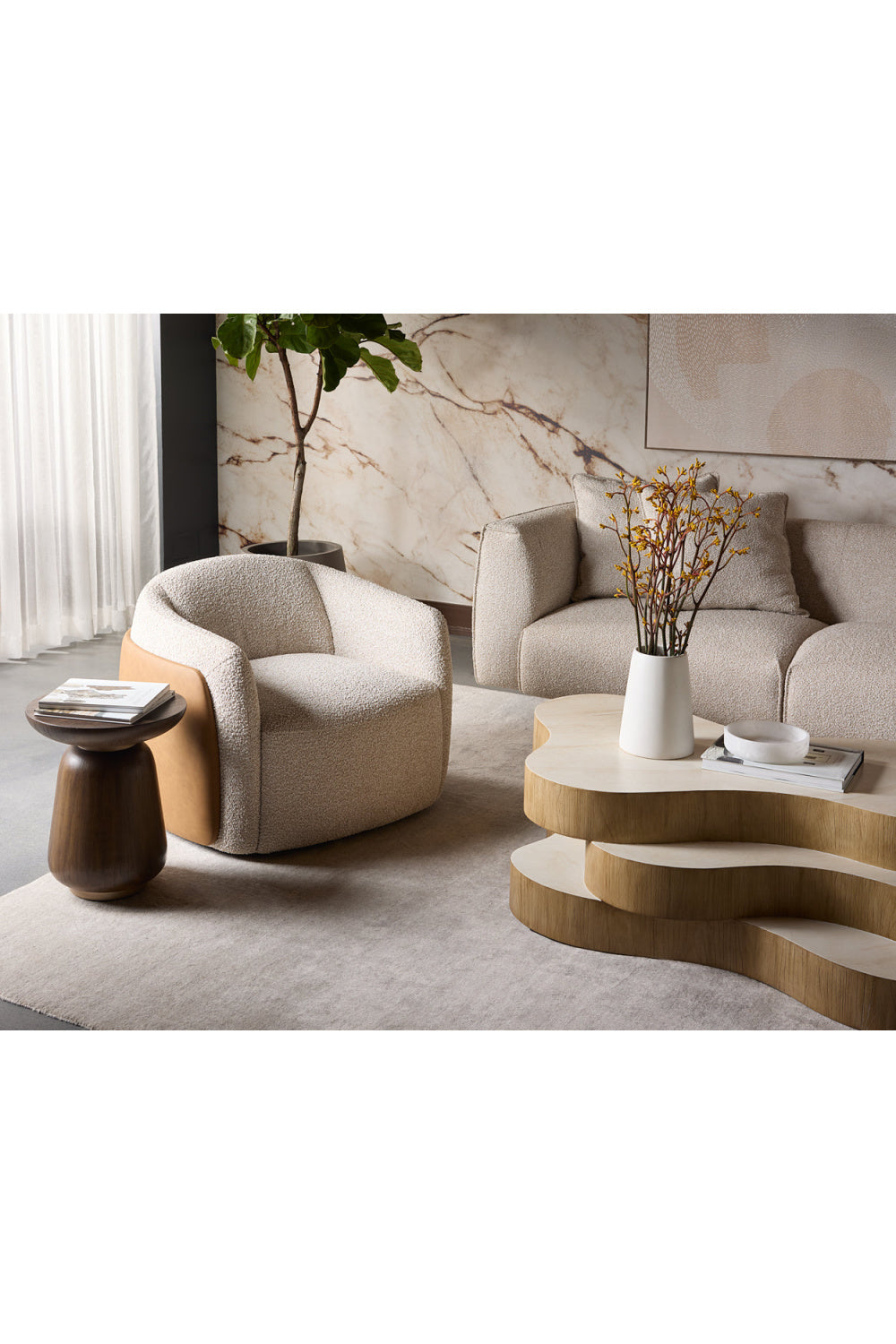   Modern European furniture - White Textured Swivel Lounge Chair - www.oroa.com | Oroa.com