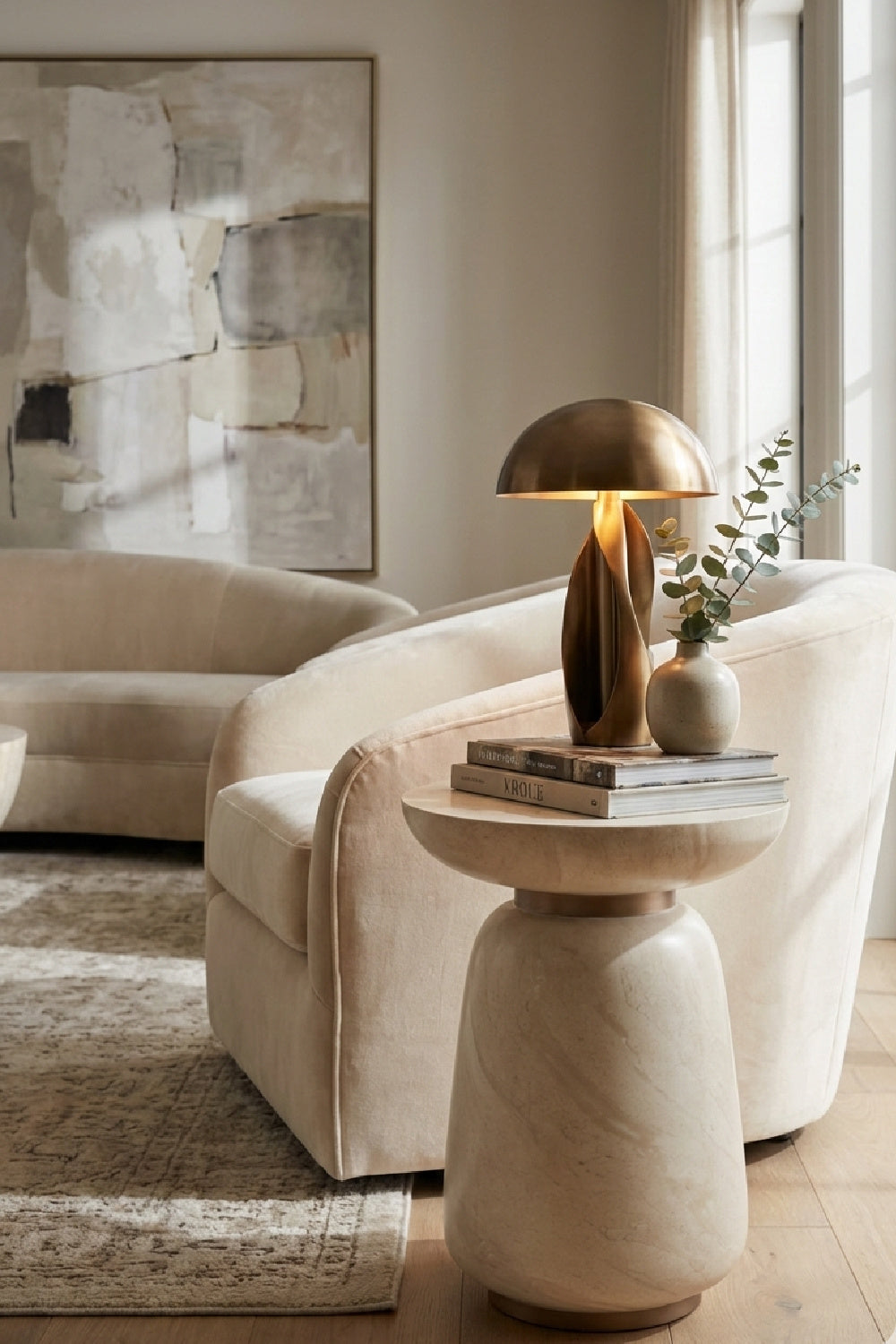   Modern European furniture - Travertine Look Indoor/Outdoor End Table - www.oroa.com | Oroa.com